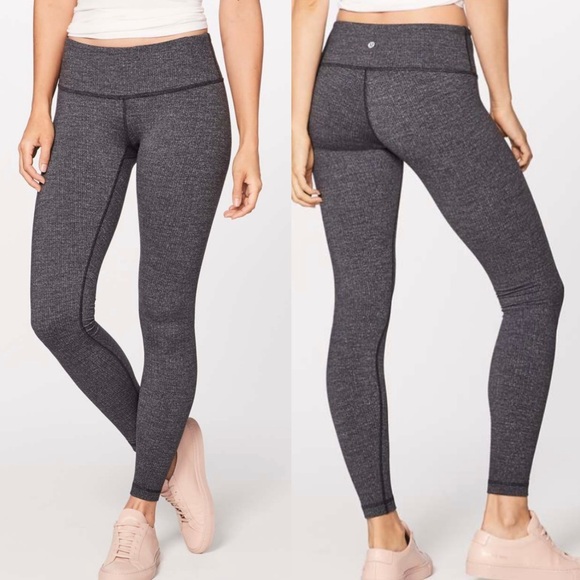 Lululemon Wunder Under Low-Rise Tight 28" Luon Variegated Knit Black Heathered 6 - Picture 1 of 13